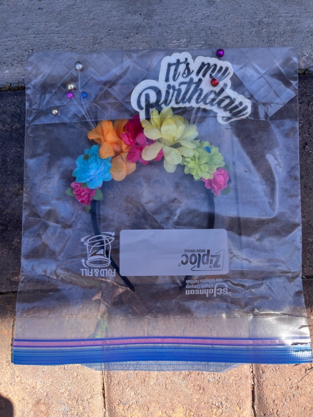 Party City “It’s My Birthday” Floral Headband | Birthday Party Accessory - Picture 2 of 2